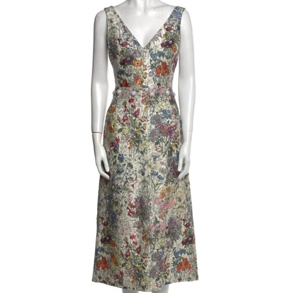 Tory Burch Ronda embellished  silk and cotton-blend midi dress Size 2 NEW - Picture 12 of 13